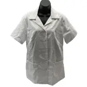 Pinnacle Image Gripper Snap Tunic Top Womens L White Lab Coat LT12 Dual Pocket