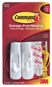 Command Medium Plastic Hook 3.875 in. L 2 pk (Pack of 2)