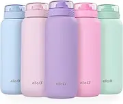 Ello Cooper 32oz Stainless Steel Water Bottle with Straw and Carry Handle, Double Walled and Vacuum Insulated Metal, Leak Proof Locking Lid with Soft Silicone Spout, Reusable, BPA Free, Lilac