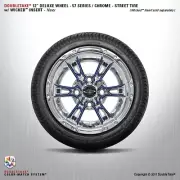 Set of 4 Double Take Chrome Navy 57 series Wheel and Tire 12" golf cart