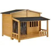 Wooden Dog House, Waterproof Dog Crate Puppy Shelter with Elevated Floor