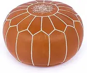 Premium Handmade Moroccan Leather Pouf,Ottoman Footstool Hassock 100% Real Natural Leather pouffe.