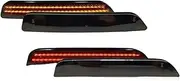 Side Mirror Indicator Light For Mustang 2010-2014 Amber/Red White Full LED Front Rear Bumper Side Marker Light Assemblies Turn Signal Driving Lights Dynamic Indicators(2pcs Rear Red)