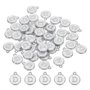 50 Pcs Alphabet D Enamel Letter Charm Enamel Initial Charm White