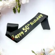 Black 'Happy 50th Birthday' Sash