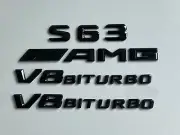 NEW for MERCEDES GLOSS BLACK S63 C217 V8 BITURBO AMG BADGE SET BADGES