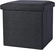 okam Storage Ottoman-Foldable Ottoman Storage-Collapsible Stool Bench - Storage Organiser Case with Cushioned Seat - use as Blanket Box, Foot Stool Ottaman, Pillow, Toys, Clothes Ottman Cube - Black