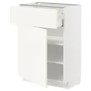 METOD / MAXIMERA base cabinet with drawer/door, white/Vallstena white, 60x37x80 cm