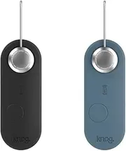 Knog Scout Twin Pack Smart Tag Luggage Tag,Tracker & 85dB Alarm – Rechargeable Luggage Tag Compatible with iOS App & Apple Find MY,Digital Contact Info,Remote Chime,Low Battery Alerts,Black/Blue
