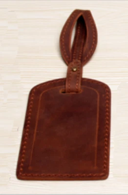 2piece Leather travel luggage baggage ID name card tag case holder bag brown 833
