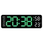 Modern Wall Clock Temperature Date Week Display Clock (Blackshell Green Light) H