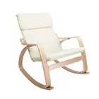 Artiss Fabric Rocking Armchair Retro Lounge Wooden Accent Lazy Sofa Arm Chair