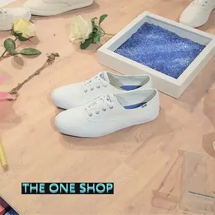 TheOneShop Keds 經典款 小白鞋 帆布 藍標 白色 全白 薄底 修長 百搭 基本款 帆布鞋 品牌主打 穿搭必備 WF34000