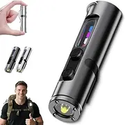 Taclites Mini - The Ultimate Everyday Micro Tool, 2025 New Rechargeable LED Magnetic Super Bright Tactical Flashlight High Lumens with Hat Clip, IPX7 Waterproof 3 Brightnes (Black)
