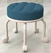 Round Rolling Low Stool with Caster Wheels, 360° Rolling Pedicure Stool, Round Roller Seat Chair for Home Offices Garage Shop Fitness SportBlue,32cm