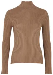 Moncler Ribbed Wool-blend top - Beige - XS XS
