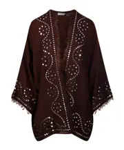 P.A.R.O.S.H. Sequin-Embellished Fringed Cape M Black