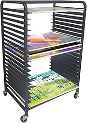Paint Drying Rack Art Drying Rack 20 Shelves Metal Art Work Storage Display Rack Art Drying Rack with Wheels,Mobile Art Drying Rack for Classroom or Home