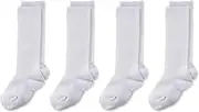 [Gunze] Kids High Socks, Kids, Boys, Girls, School, Cotton Blend, Comfortable Fit, Support, White Rib, Set of 2 Pairs