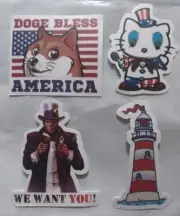 Doge Bless America, UNCLE SAM, Hello Kitty,LightHouse Stickers Decals.