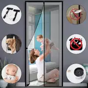 Door Screen Magnetic 38X83 Mesh Durable Hook Loop Install Black US