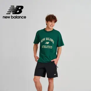 【NEW BALANCE】NB 親膚植絨學院風文字短袖上衣_男裝_綠色_AMT33551NWG(亞版 版型正常)