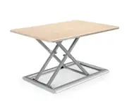Hyvarwey ID-30 Aluminum Easy Up Height Adjust Sit Stand Desk Riser Foldable Laptop Desk Monitor Holder Stand With Keyboard Tray Light Brown