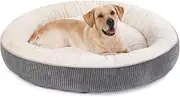 Bedfolks Waterproof Donut Dog Bed,114CM Calming Round Dog Beds for Extra Large Dogs,Washable Anti Anxiety Cuddler Dog Bed with Removable Cover(Dark Grey,XL)