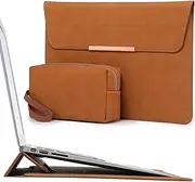 HYZUO 15-16 Inch Laptop Sleeve Case with Stand for MacBook Pro 16 M4/M3/M2/M1 Pro/Max 2025-2019, MacBook Pro 15 2015-2012, XPS 15, Samsung Galaxy Book Flex/Pro 15, Brown(Smiley)