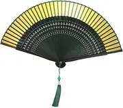 VINTORKY Traditional Chinese Hand Fan Tassels Bamboo Folding Fan Hand Held Fan for Summer Cultural Dec