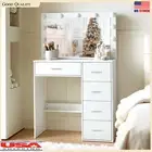 Vanity Makeup Table Set with 11 LED Lighted Mirror Bedroom Dressing Table White