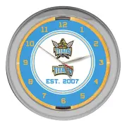 Gold Coast Titans NRL Rugby League GLASS NEON Clock Man Cave Christmas Gift