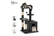 Petzly Cat Tree Tower Scratching Post Scratcher Condo 85cm Beige/Dark Grey/Grey