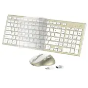 Wireless Keyboard and Mouse Combo, USB Type C Rechargeable Slim Silent Compact