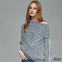 在飛比找momo購物網優惠-【iROO】大翻領針織上衣