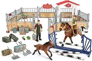 KIDBEST Horse Stable Playset, [2023 New] Horse Toys for Girls and Boys with Rider, Farm Animal Figurines Barn Toys, Pretend Play Toys for Kids 3-5 6 7 8-10 Christmas Birthday Gifts