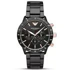 Brand New Emporio Armani Ceramica Chrono Quartz Black Dial Men's Watch AR70002