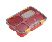 Lunch Box Leak-Proof High-temperature Resistance Portable Japanese Style 4 Grids Microwavable Bento Box for Work B Red