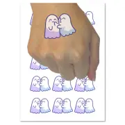 Two Ghosts in Love Kissy Face Halloween Temporary Tattoo Water Resistant Set
