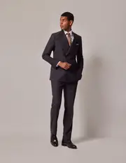 Hawes & Curtis Charcoal Chalk Stripe Wool Double Breasted Slim Fit Suit Size: One Size
