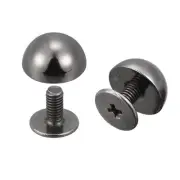 10x6mm Screw Back Rivets Solid Round Head Leather Studs Black 20 Sets