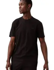 [Calvin Klein] Cotton Linen T-shirt in Ck Black