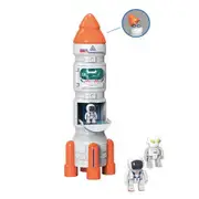 Rocket Building Blocks 3 Figurines Set Space Assembly Toys DIY Rocket Spaceship with Light Music Projection Science Education Toy for Ages 7 and Up