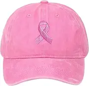 [HIXNUG] Breast Cancer Awareness Hat Hope and Fight Hat Adjustable Cotton Embroidered Cap Fight Cancer Inspirational Gifts for Women Pink
