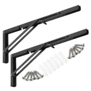 2 Pcs 18 Inch Folding Shelf Brackets Iron Collapsible Shelf Bracket, Black