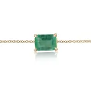 1.0 Carat Natural Emerald Cut Emerald Bracelet Horizontal Solitaire Bracelet 14K