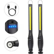 2pcs USB Rechargeable LED COB Work Inspection Light Magnetic Repair Lamp w Hook