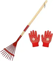 Garden Rake - Kindergarten Leaf Rake Kit | Black Grass for Kids with Removable Wooden Handle for Kids Outdoor Gardening Camping