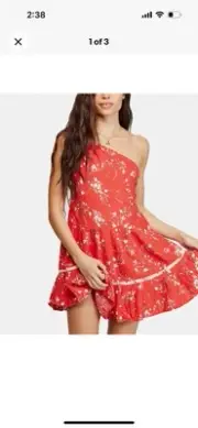 NWT FREE PEOPLE Women’s All Mine Red Floral Mini Shift Dress M