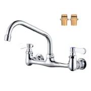 Commercial Sink Faucet with 8” Swivel Spout, 8" Center Wall Mount Kitchen